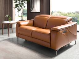 Angel Cerda 2-Seater Electric Recliner Sofa Brown Cowhide Leather - thumbnail 3