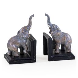 Madison & Mayfair Antique Pair of Elephant Bookends Cast Iron in Grey - thumbnail 4