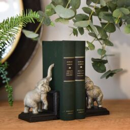 Madison & Mayfair Antique Pair of Elephant Bookends Cast Iron in Grey - thumbnail 3