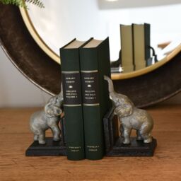 Madison & Mayfair Antique Pair of Elephant Bookends Cast Iron in Grey - thumbnail 2