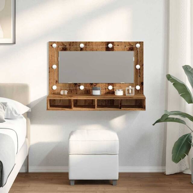 Berkfield Home Mirror Cabinet with LED Old Wood 90x31.5x62 cm in Brown - image 1