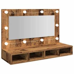 Berkfield Home Mirror Cabinet with LED Old Wood 90x31.5x62 cm in Brown - thumbnail 8