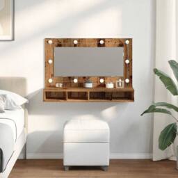 Berkfield Home Mirror Cabinet with LED Old Wood 90x31.5x62 cm in Brown - thumbnail 1