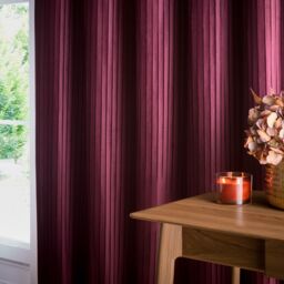 Paoletti Corinthian Velvet Room Darkening Eyelet Curtain Pair in Dark Red - Size: 117 cm width x 183 cm drop - thumbnail 3