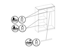 Vente-unique 2-Door Sliding Wardrobe - With Mirror - W150 Cm - Black & Natural - thumbnail 8