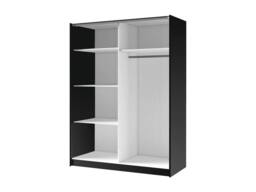 Vente-unique 2-Door Sliding Wardrobe - With Mirror - W150 Cm - Black & Natural - thumbnail 6