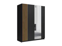 Vente-unique 2-Door Sliding Wardrobe - With Mirror - W150 Cm - Black & Natural - thumbnail 5