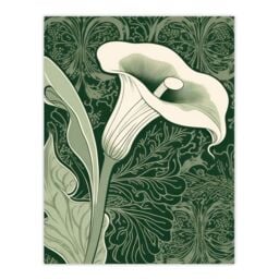 "Artery8 Wall Art Single White Cala Lily Flower Art Nouveau Painting Green - Size: W18"" x H24"""