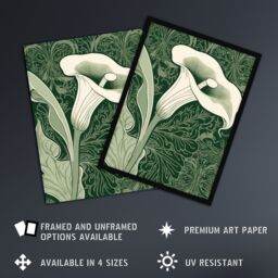 "Artery8 Wall Art Single White Cala Lily Flower Art Nouveau Painting Green - Size: W18"" x H24""" - thumbnail 2