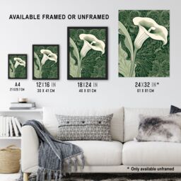 "Artery8 Wall Art Single White Cala Lily Flower Art Nouveau Painting Green - Size: W18"" x H24""" - thumbnail 3