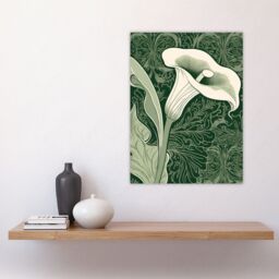 "Artery8 Wall Art Single White Cala Lily Flower Art Nouveau Painting Green - Size: W18"" x H24""" - thumbnail 4