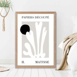 ARTZE Matisse Floral Cutout Beige & Black Framed Print SIZE: A4 with Oak Frame - thumbnail 2