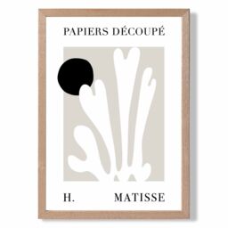 ARTZE Matisse Floral Cutout Beige & Black Framed Print SIZE: A4 with Oak Frame - thumbnail 1