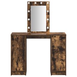 Berkfield Home Dressing Table with LED Lights Smoked Oak 102x33x135 cm in Brown - Size: 102 x 33 x 135 cm - thumbnail 5