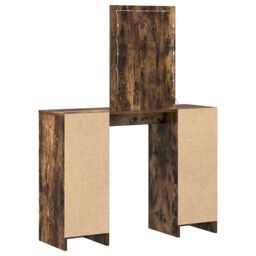 Berkfield Home Dressing Table with LED Lights Smoked Oak 102x33x135 cm in Brown - Size: 102 x 33 x 135 cm - thumbnail 7