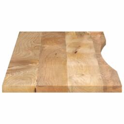 Berkfield Home Desk Top with Curve 160x50x2.5 cm Solid Wood Rough Mango in Brown - thumbnail 4