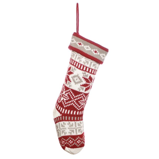 Dibor Set of 2 Red Fair Isle Nostalgia Knit Xmas Gift Christmas Stockings - Size: 2 Pack - image 1