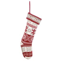 Dibor Set of 2 Red Fair Isle Nostalgia Knit Xmas Gift Christmas Stockings - Size: 2 Pack - thumbnail 1
