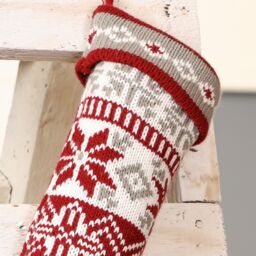 Dibor Set of 2 Red Fair Isle Nostalgia Knit Xmas Gift Christmas Stockings - Size: 2 Pack - thumbnail 3