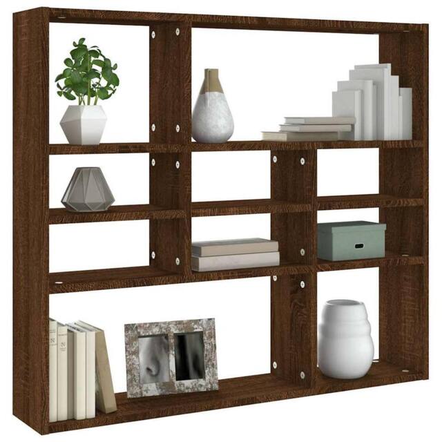 Berkfield Home Wall Shelf Brown Oak 90x16x78 cm Engineered Wood - Size: 90 x 16 x 78 cm - image 1