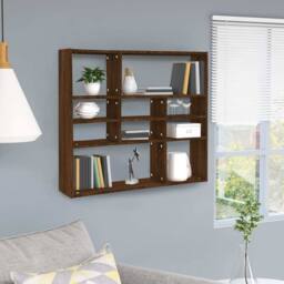 Berkfield Home Wall Shelf Brown Oak 90x16x78 cm Engineered Wood - Size: 90 x 16 x 78 cm - thumbnail 2