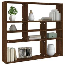 Berkfield Home Wall Shelf Brown Oak 90x16x78 cm Engineered Wood - Size: 90 x 16 x 78 cm - thumbnail 1