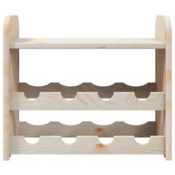 Berkfield Home Beautiful Wine Rack with Top Board 43x25x37 cm Solid Wood Pine in Natural - Size: 43 x 25 x 37 cm - thumbnail 5