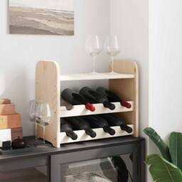 Berkfield Home Beautiful Wine Rack with Top Board 43x25x37 cm Solid Wood Pine in Natural - Size: 43 x 25 x 37 cm