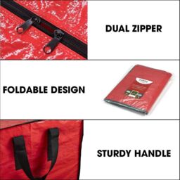 Shatchi Christmas Tree Storage Bag - Stores Up To 9 Foot Xmas Tree in Red - thumbnail 5