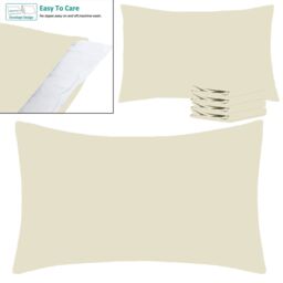 Xample 2X PILLOW CASE LUXURY CASES POLY COTTON HOUSEWIFE PAIR PACK BEDROOM PILLOW COVER in Cream - thumbnail 2