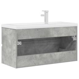 Berkfield Home 2 Piece Bathroom Furniture Set Concrete Grey Engineered Wood - thumbnail 8