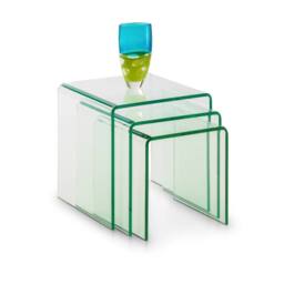 Cheshire Caledon Bent Glass Nest Of Tables in Clear