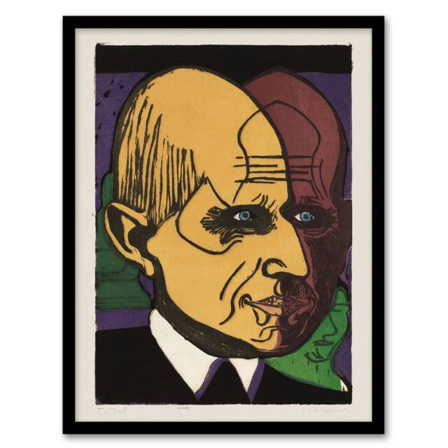 Artery8 Head of Dr Bauer Colourful Portrait Kirchner Framed Wall Art Print - Size: A3 - image 1