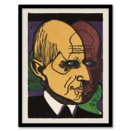 Artery8 Head of Dr Bauer Colourful Portrait Kirchner Framed Wall Art Print - Size: A3 - thumbnail 1