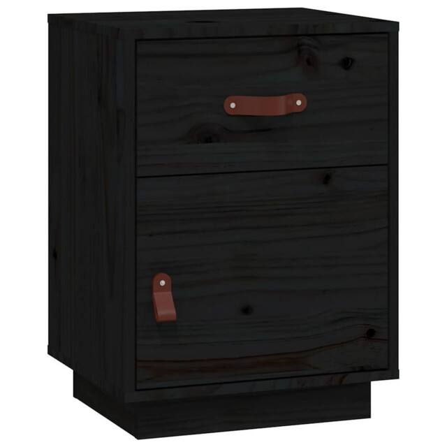 Berkfield Home Bedside Cabinet Black 40x34x55 cm Solid Wood Pine - Size: 40 x 34 x 55 cm - image 1