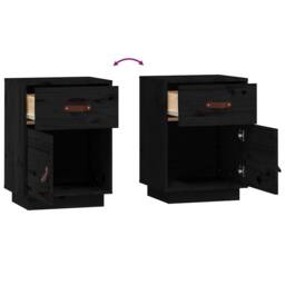 Berkfield Home Bedside Cabinet Black 40x34x55 cm Solid Wood Pine - Size: 40 x 34 x 55 cm - thumbnail 8