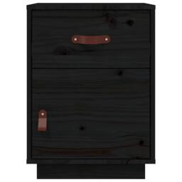 Berkfield Home Bedside Cabinet Black 40x34x55 cm Solid Wood Pine - Size: 40 x 34 x 55 cm - thumbnail 5