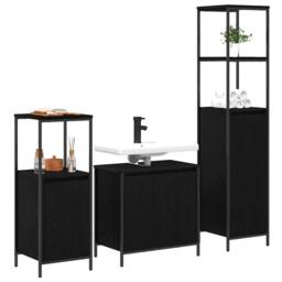 Berkfield Home Modern 3 Piece Bathroom Furniture Set Black Oak Engineered Wood