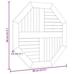 Berkfield Home Table Top 80x80x2.5 cm Octagonal Solid Wood Teak in Brown - thumbnail 7