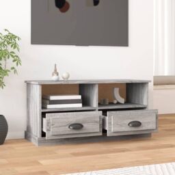Berkfield Home TV Cabinet Grey Sonoma 93x35.5x45 cm Engineered Wood - thumbnail 3