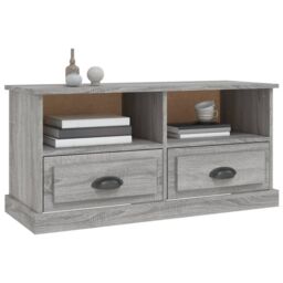 Berkfield Home TV Cabinet Grey Sonoma 93x35.5x45 cm Engineered Wood - thumbnail 4