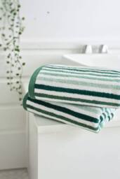 Deyongs Bliss Linear Stripe 550gsm 100% Cotton Bathroom Towels in Green - thumbnail 2