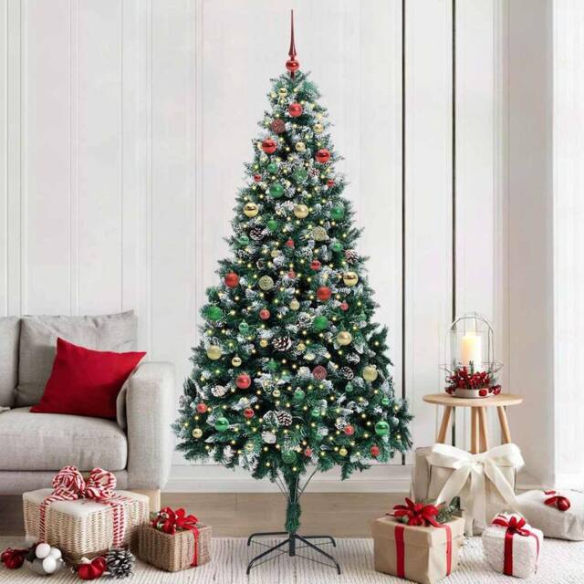 Berkfield Home Artificial Christmas Tree with 300 LEDs with Stand Green 210 cm - image 1