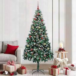 Berkfield Home Artificial Christmas Tree with 300 LEDs with Stand Green 210 cm - thumbnail 1