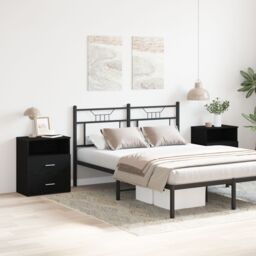 Berkfield Home Nightstands Set of 2 Black Oak 50x32x60cm Made of Engineered Wood - Size: 50 x 32 x 60 cm - thumbnail 4