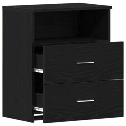Berkfield Home Nightstands Set of 2 Black Oak 50x32x60cm Made of Engineered Wood - Size: 50 x 32 x 60 cm - thumbnail 5