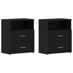 Berkfield Home Nightstands Set of 2 Black Oak 50x32x60cm Made of Engineered Wood - Size: 50 x 32 x 60 cm - thumbnail 6