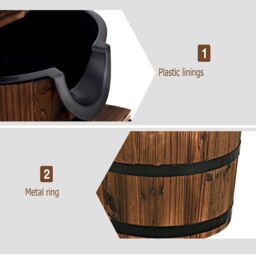 Gymax Garden Wooden Barrel Fountain 2 Floors Water Feature With Pump in Dark Brown - thumbnail 4