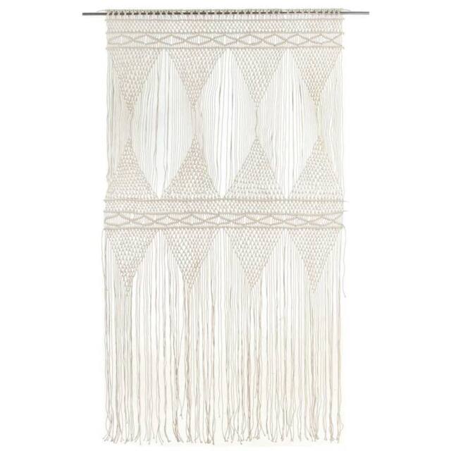 Berkfield Home Macrame Curtain 140x240 cm Cotton in Cream - image 1