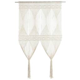 Berkfield Home Macrame Curtain 140x240 cm Cotton in Cream - thumbnail 2